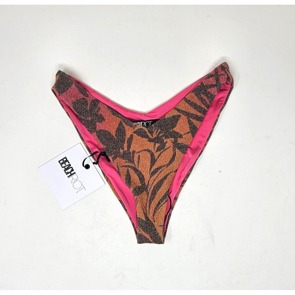 BEACH RIOT Vanessa Bikini Bottom XS Hibiscus Shine Swimsuit